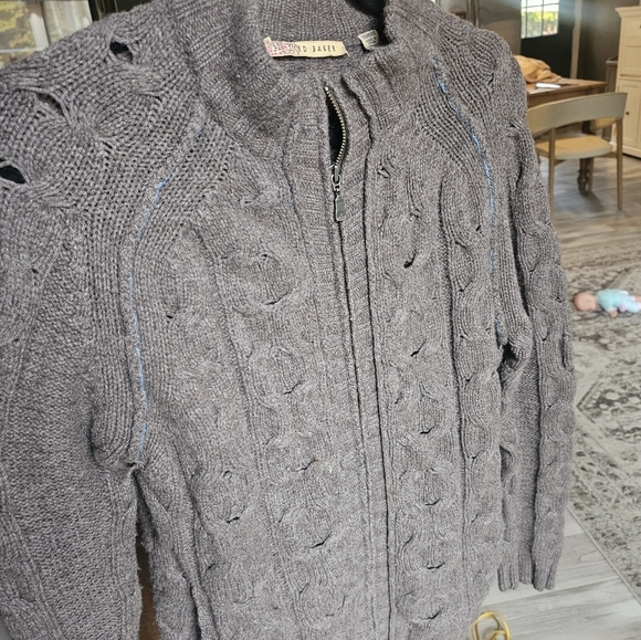 Ted Baker Cardigan Chunky Cable Knit Zip Up Sweater - Picture 4 of 9
